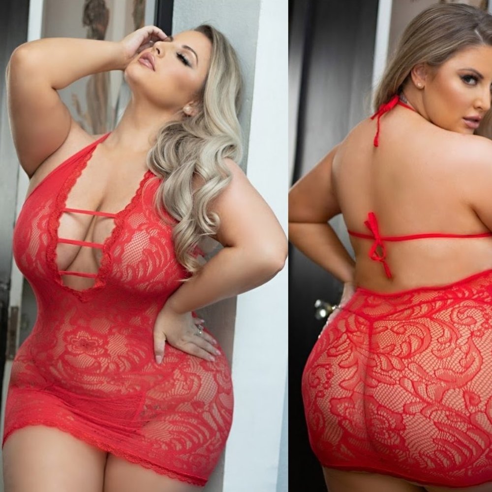 Killer Legs Lingerie Red Lace Fever Fishnet Dress Size Queen